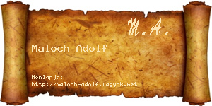 Maloch Adolf névjegykártya
